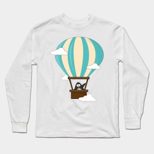 Penguin in Hot air balloon & Clouds Long Sleeve T-Shirt